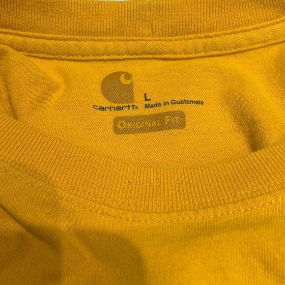 Carhartt Mens T-shirt Sz Large Yellow Gold Pocket Crew Neck Short Sleeve - Picture 6 of 6